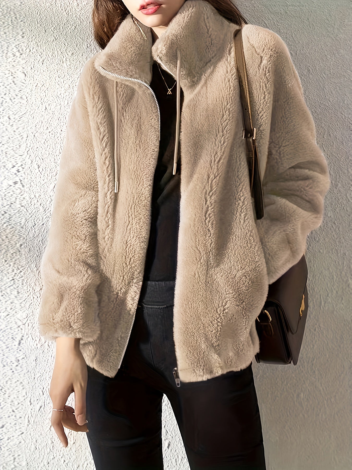 Rosie Kendall | Veste oversize zippée en fausse fourrure