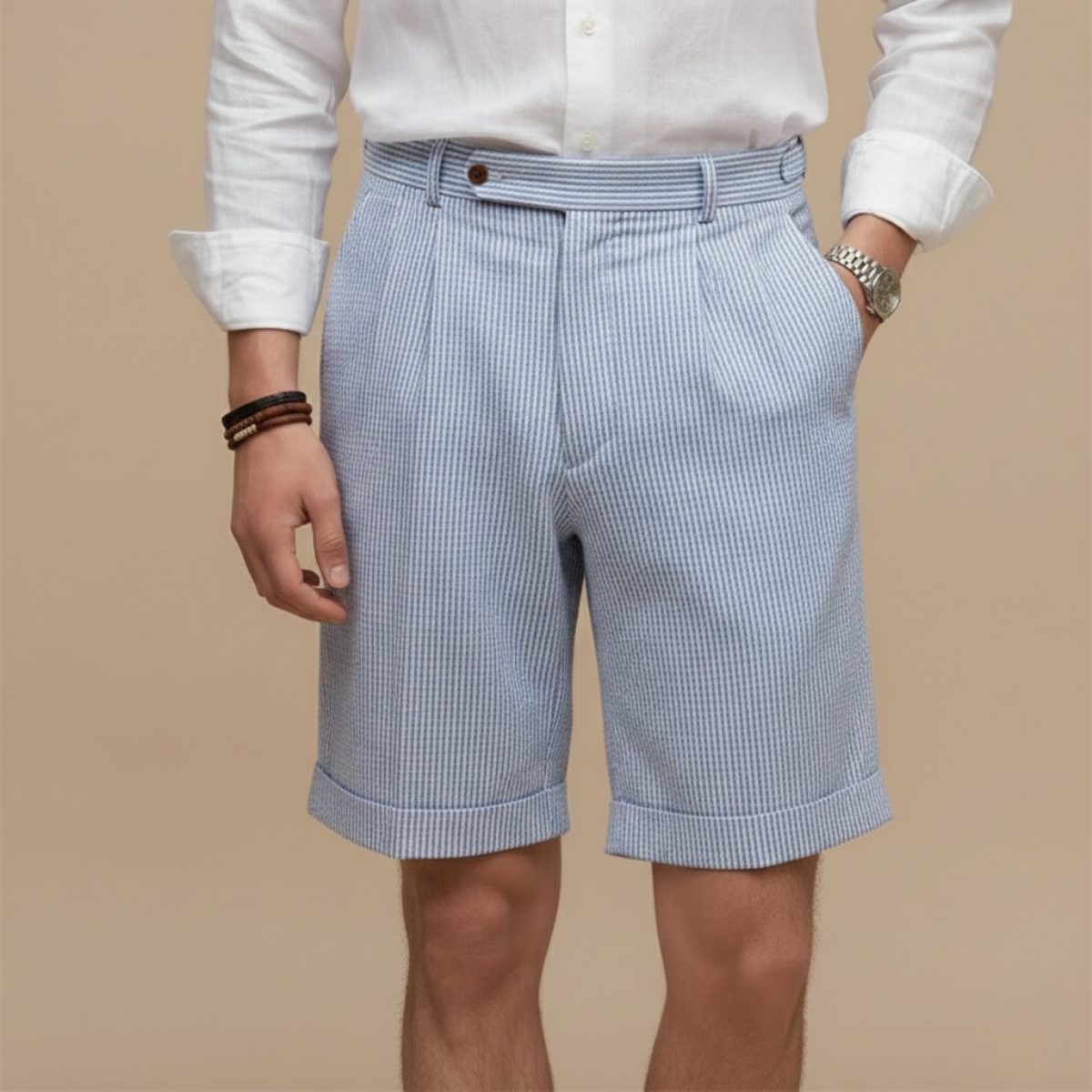 Oliver Kensington | Striped Tailored Shorts For Men