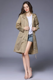 Phoebe Clarke | Navy Hooded Longline Raincoat with Drawstring Hem