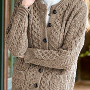 Rosalind Cooper | Textured Cable-Knit Button-Front Cardigan