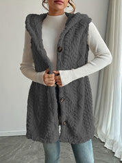 Georgina Wright | Hooded Faux Fur Sleeveless Vest Cardigan