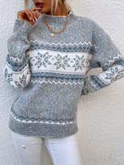 Bridget Faulkner | Cozy Snowflake Mock-Neck Sweater
