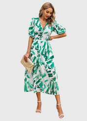 Camilla Rowntree | Robe midi fleurie à manches bouffantes