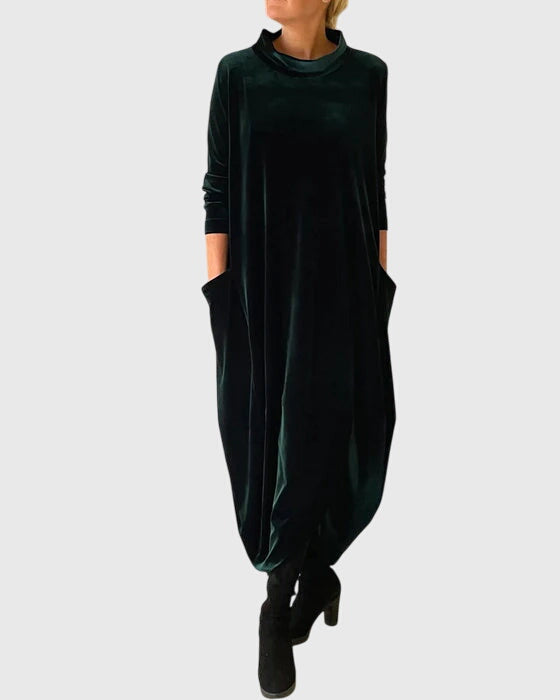 Clara Sheridan | Velvet Maxi Dress With Mock Neck