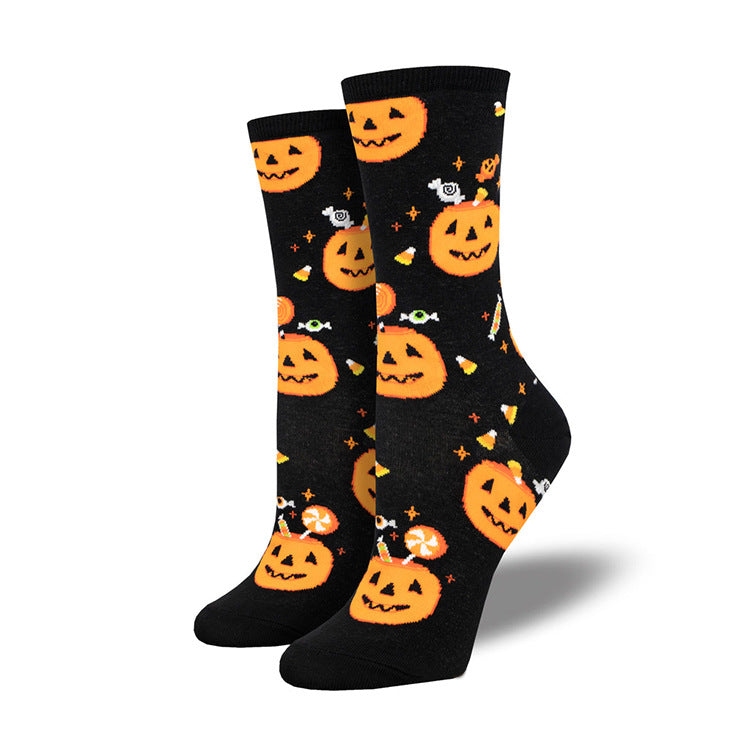 Cackling Crow | Pumpkin Halloween Socks For Women