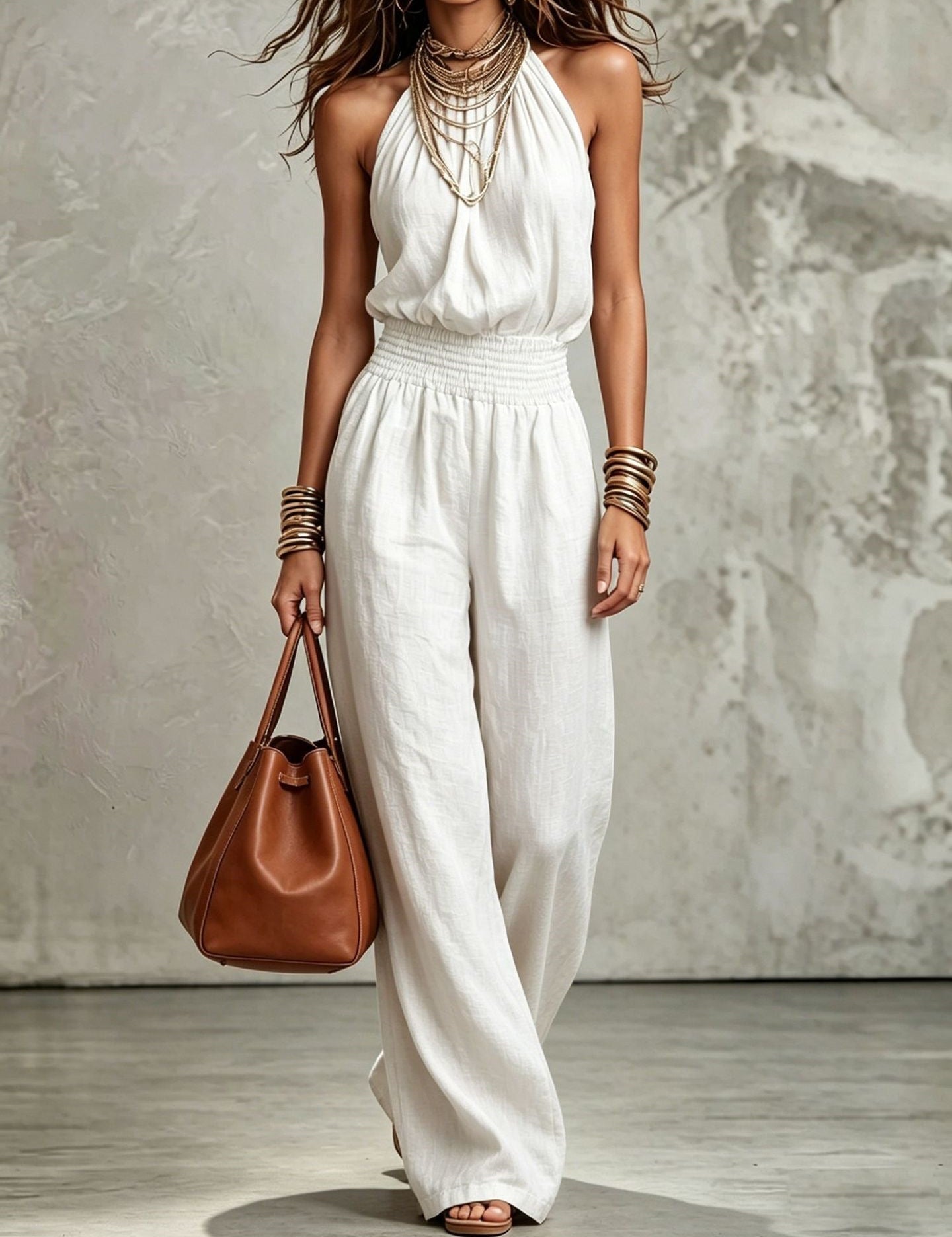 Aurora Bellini | Linen Halterneck Jumpsuit For Women