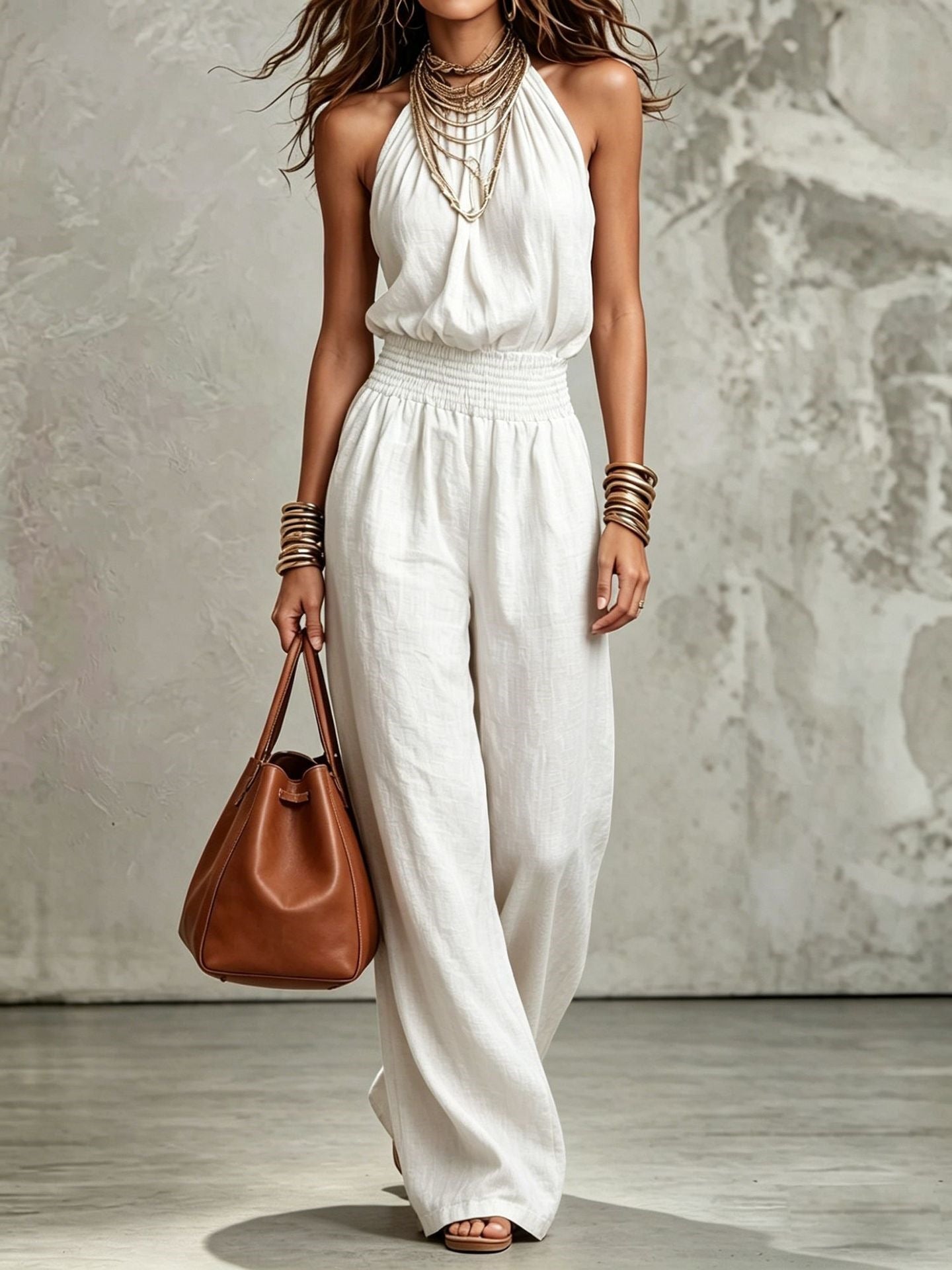 Aurora Bellini | Linen Halterneck Jumpsuit For Women