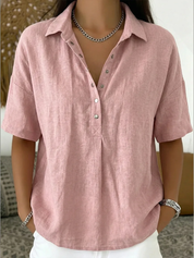 Vivienne Laurent | Linen Blend Button Blouse For Women