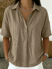 Vivienne Laurent | Linen Blend Button Blouse For Women