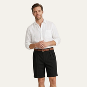 Reginald Ashford | Short chino habillé à plis couleur pierre