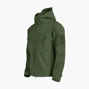Nathaniel Harris | Veste tactique softshell à capuche noire avec fermeture zippée