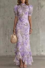 Beatrice Morrison | Floral Ruched Mermaid Maxi Dress
