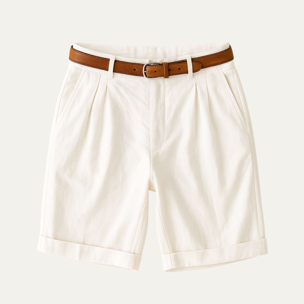 Reginald Ashford | Short chino habillé à plis couleur pierre