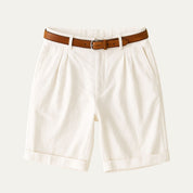 Reginald Ashford | Short chino habillé à plis couleur pierre