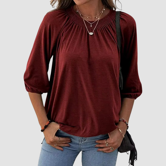 Harriet Palmer | Blue Ruched Neckline T-Shirt