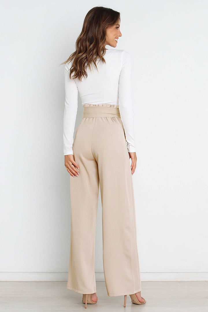 Isabelle Fontaine | Navy High Waist Paperbag Trousers with Bow Detail