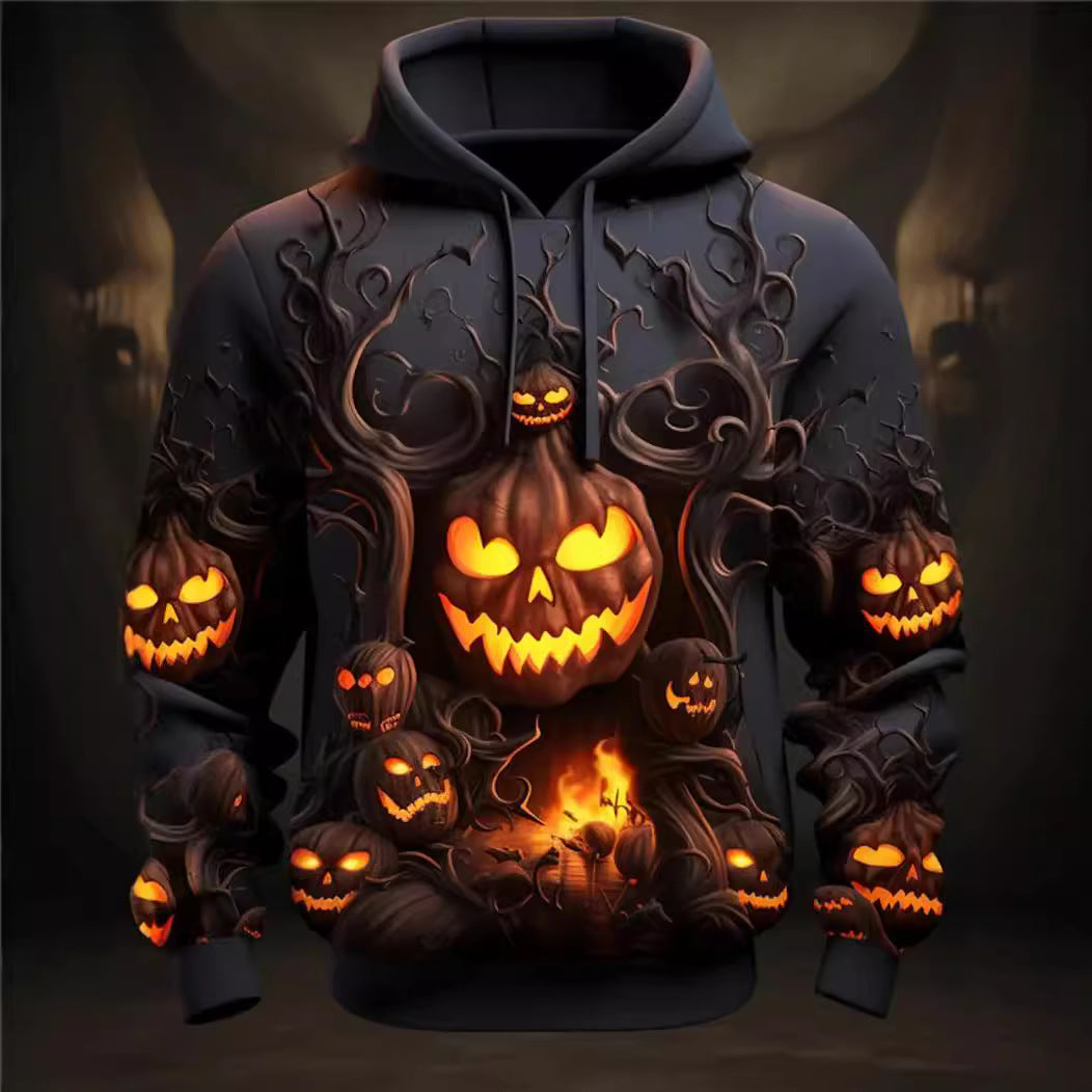 Ember Fang | Sweat à capuche d’Halloween citrouille lumineuse pour homme