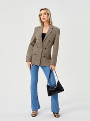 Charlotte Bennett | Houndstooth Work Jacket With Double-Breasted Lapel