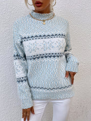 Bridget Faulkner | Cozy Snowflake Mock-Neck Sweater