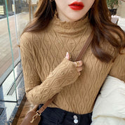 Florence Hughes | Ribbed Knit Turtleneck Top in Ivory