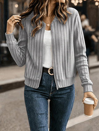Rowena Ashford | Ribbed Zip-Up Longline Cardigan