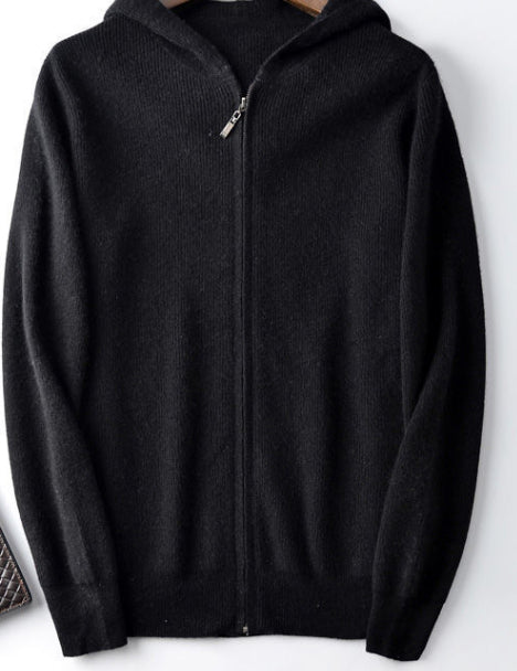 Oliver Hartley | Zip-Up Hooded Knit Cardigan for Men
