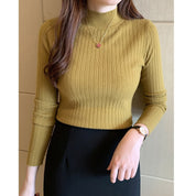 Eleanor Scott | Ribbed Mock Neck Knit Sweater