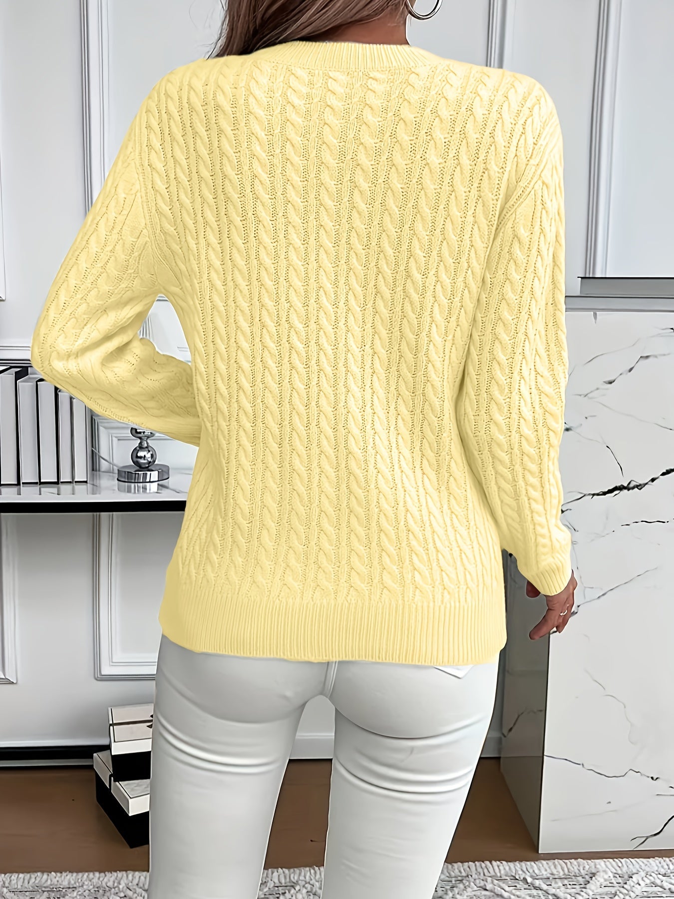 Louisa Bramley | Cable-Knit Round Neck Sweater
