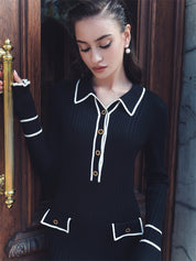 Beatrice Sutcliffe | Ribbed Knit Collared Midi Dress
