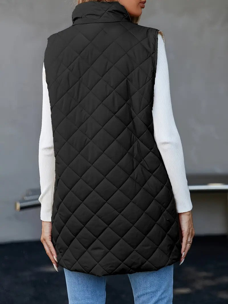 Rosalind Sutherland | Quilted Longline Zip Vest