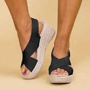 Danielle Lindsey | Wedge Sandals With Cross Straps For Women
