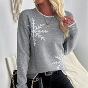 Camilla Osborne | Pull en tricot crocheté à col rond motif flocons de neige