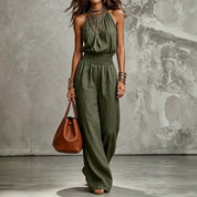 Aurora Bellini | Linen Halterneck Jumpsuit For Women