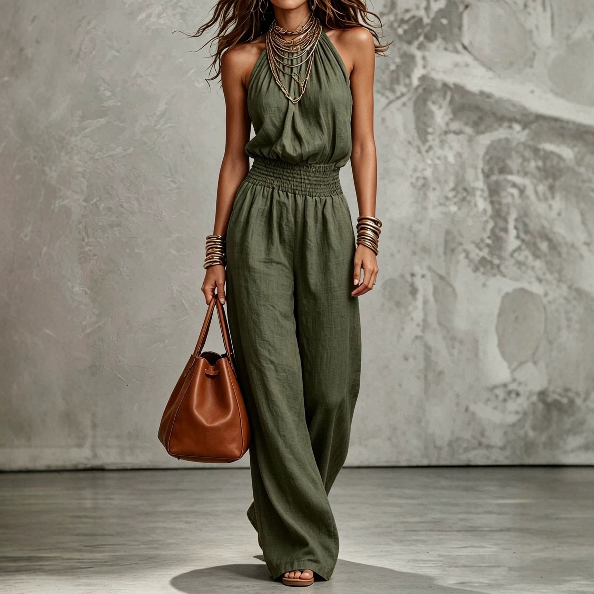 Aurora Bellini | Linen Halterneck Jumpsuit For Women