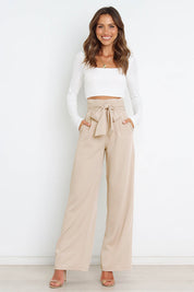 Isabelle Fontaine | Navy High Waist Paperbag Trousers with Bow Detail