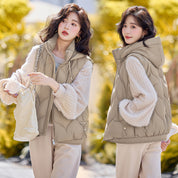 Isla Lawson | Hooded Quilted Gilet in Warm Coffee Brown