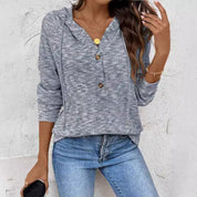Grace Taylor | Hooded Buttoned Knit Sweatshirt