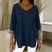 Amelia Kensington | Denim V-Neck Blouse For Women