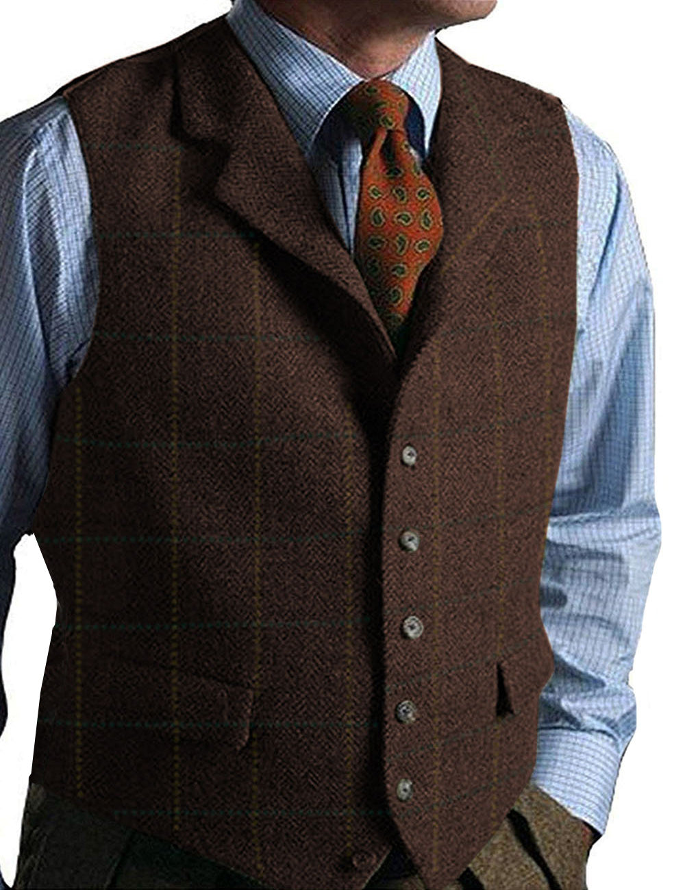 Arabella Lawson | Green Herringbone Tweed Waistcoat for Women
