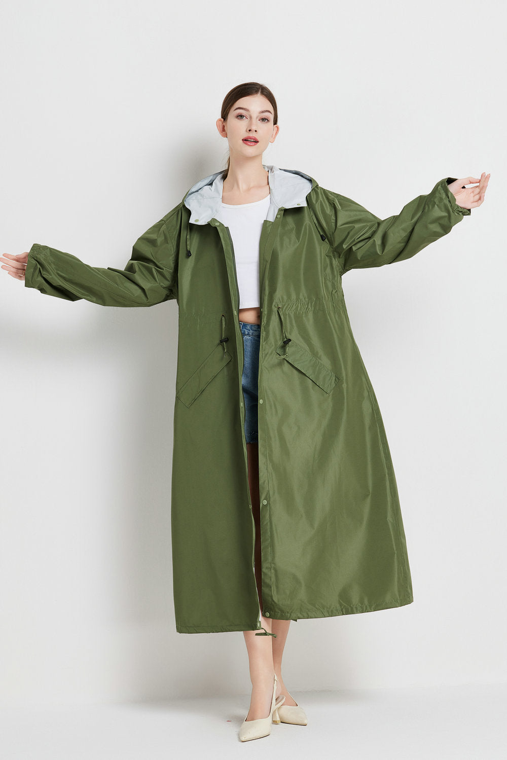 Daisy Williams | Imperméable long à capuche jaune soleil