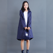 Eleanor Scott | Hooded Polka Dot Raincoat in Navy Blue