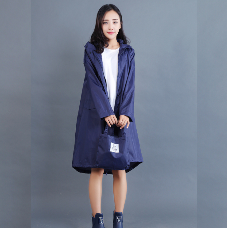 Eleanor Scott | Hooded Polka Dot Raincoat in Navy Blue