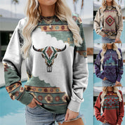 Millicent Wright | Aztec Print Crew Neck Sweatshirt