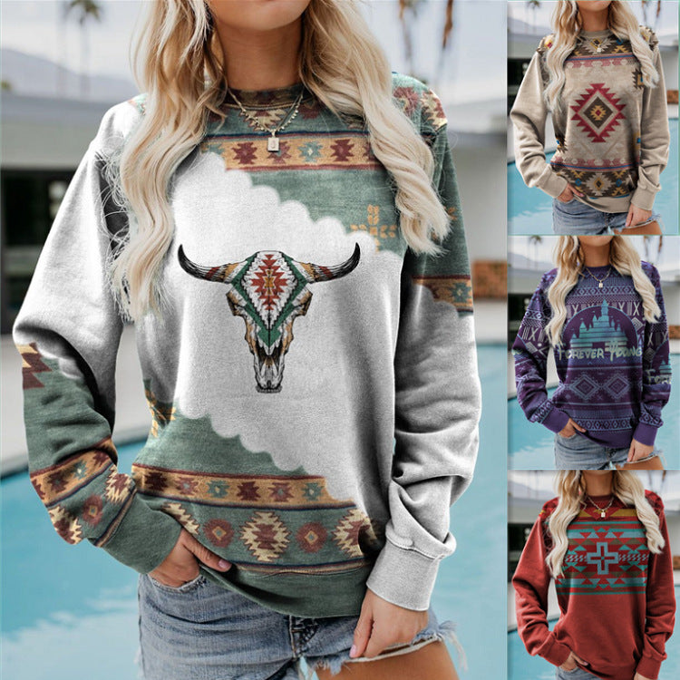 Millicent Wright | Aztec Print Crew Neck Sweatshirt