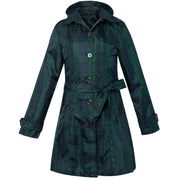Isla Morrison | Hooded Tartan Trench Coat in Forest Green Plaid