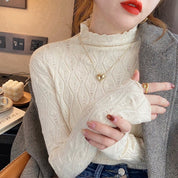 Florence Hughes | Ribbed Knit Turtleneck Top in Ivory