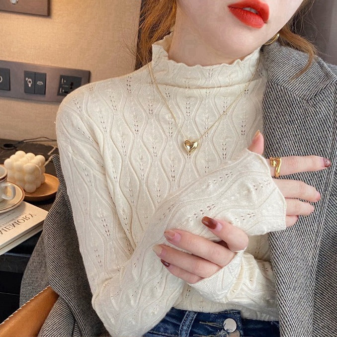 Florence Hughes | Ribbed Knit Turtleneck Top in Ivory