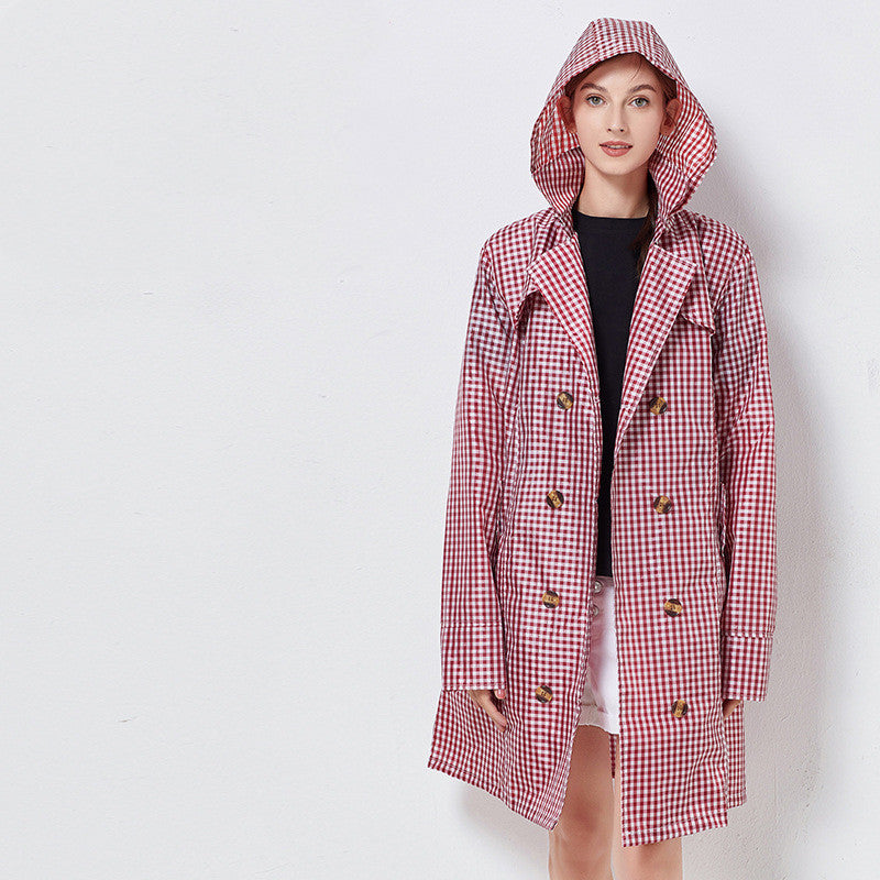 Cecily Roberts | Hooded Gingham Trench Coat with Belt