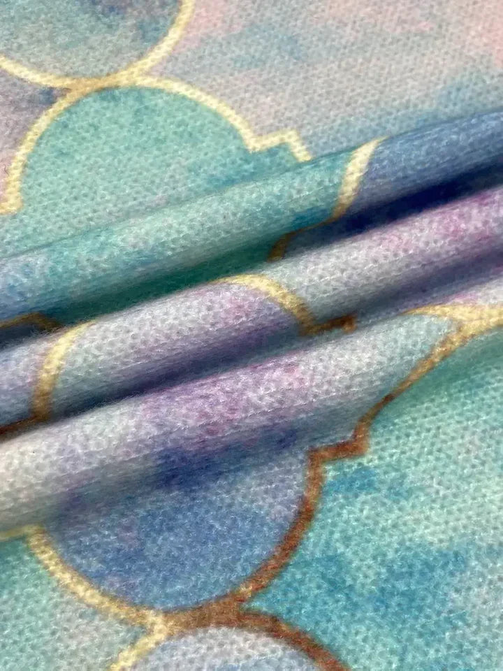 Isla Fairbanks | Turquoise Quatrefoil Turtleneck Sweater