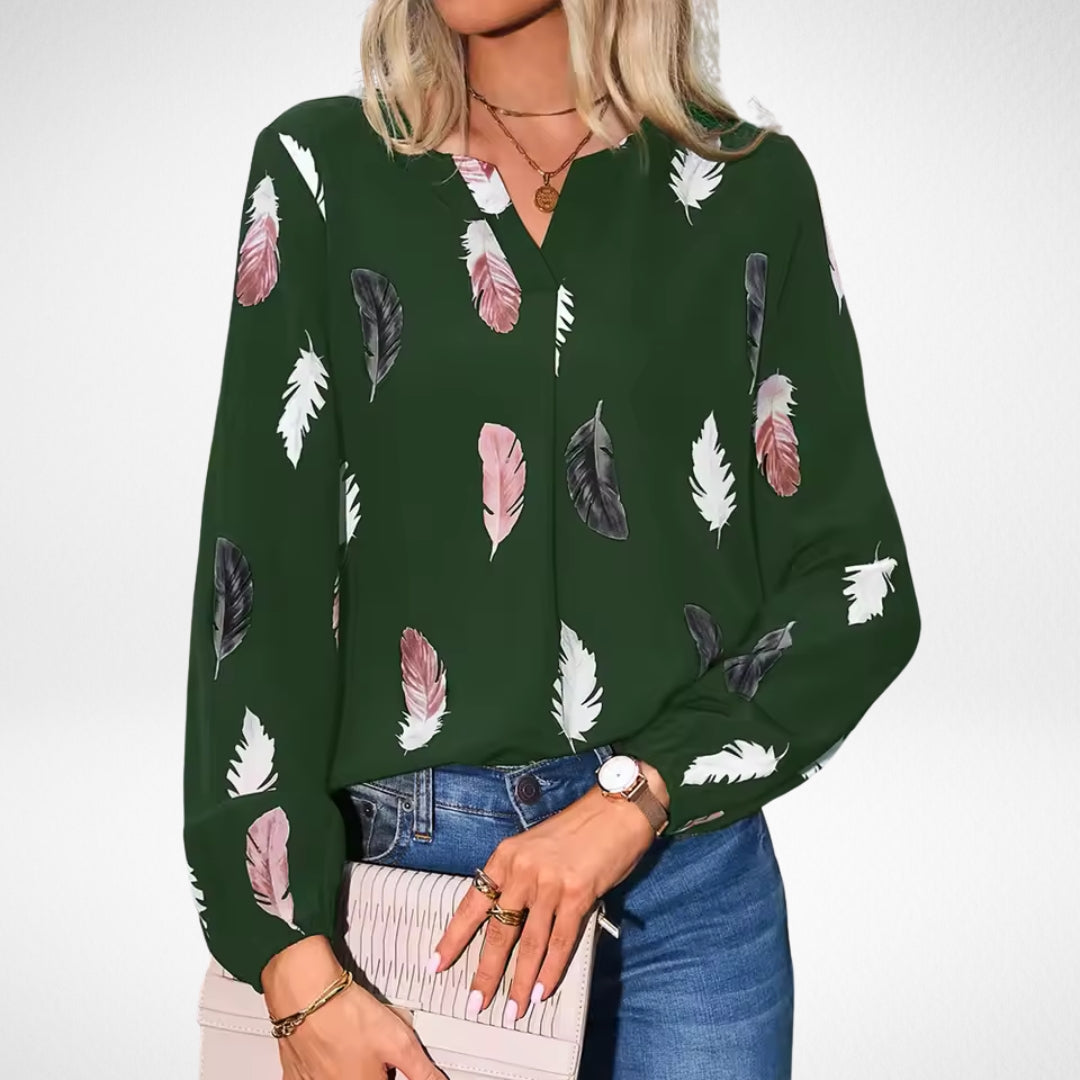 Rhiannon Blackwood | Feather Print Blouse With Balloon Sleeves